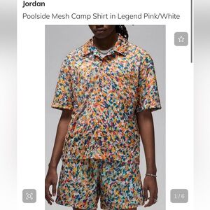Jordan Poolside Multicolor Mesh Camp Shirt in Legend Pink / White Size XL